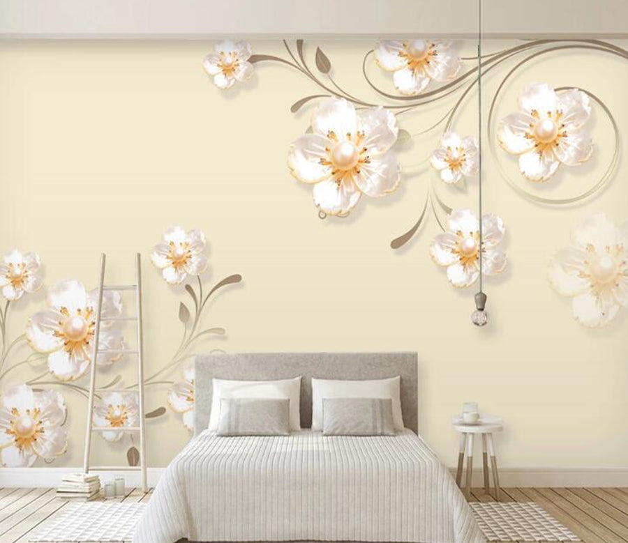 3D Flower White WC1378 Wall Murals