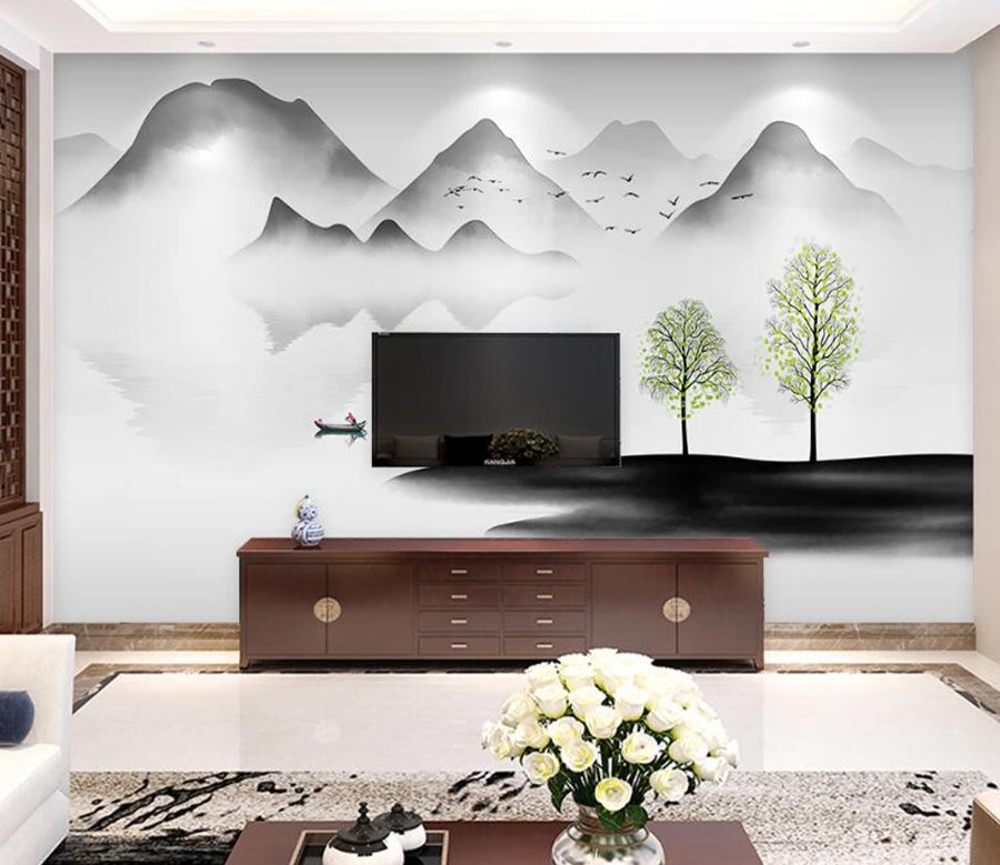 3D Hazy Lake WC1752 Wall Murals