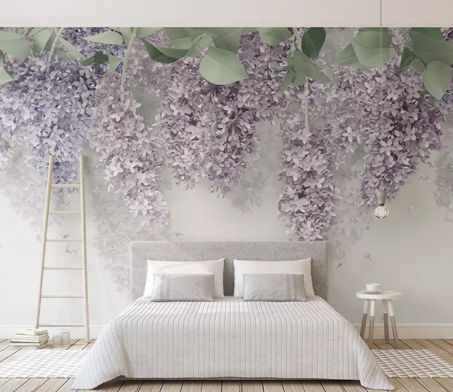 3D Violet Leaves WG1168 Wall Murals