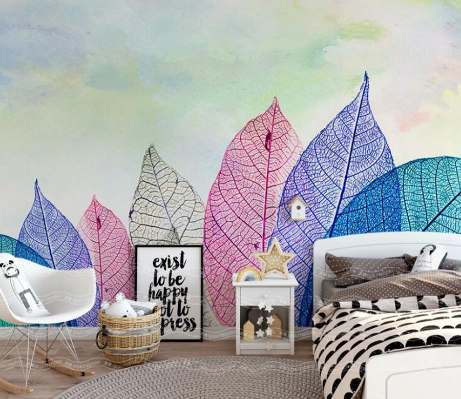 3D Colored Leaves WC1557 Wall Murals