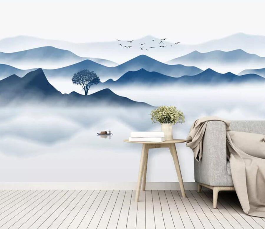 3D Cloud Fog Bird WC2646 Wall Murals