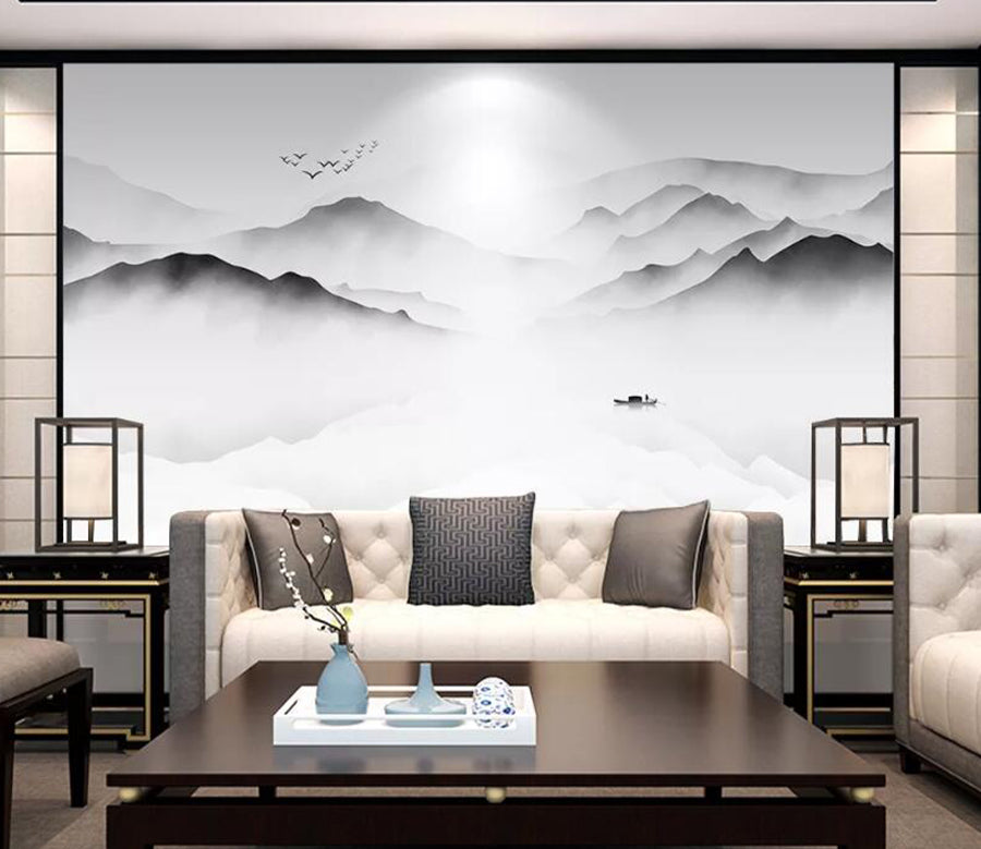 3D Hazy Mountains WC1823 Wall Murals