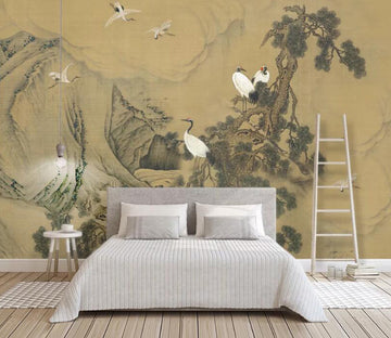 3D Tree White Crane WC2673 Wall Murals