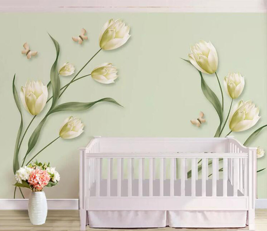 3D Butterfly Lily WG1022 Wall Murals