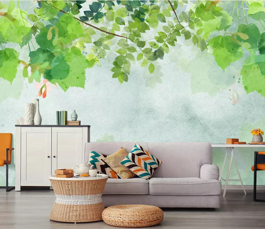 3D Green Leaves WG1205 Wall Murals