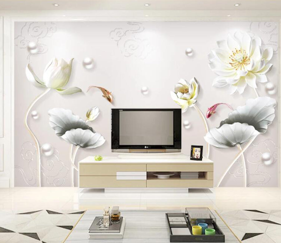 3D Lotus Beads WC1694 Wall Murals