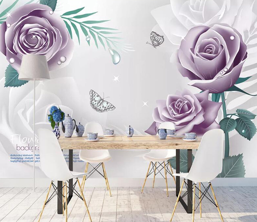 3D Purple Rose WC1909 Wall Murals