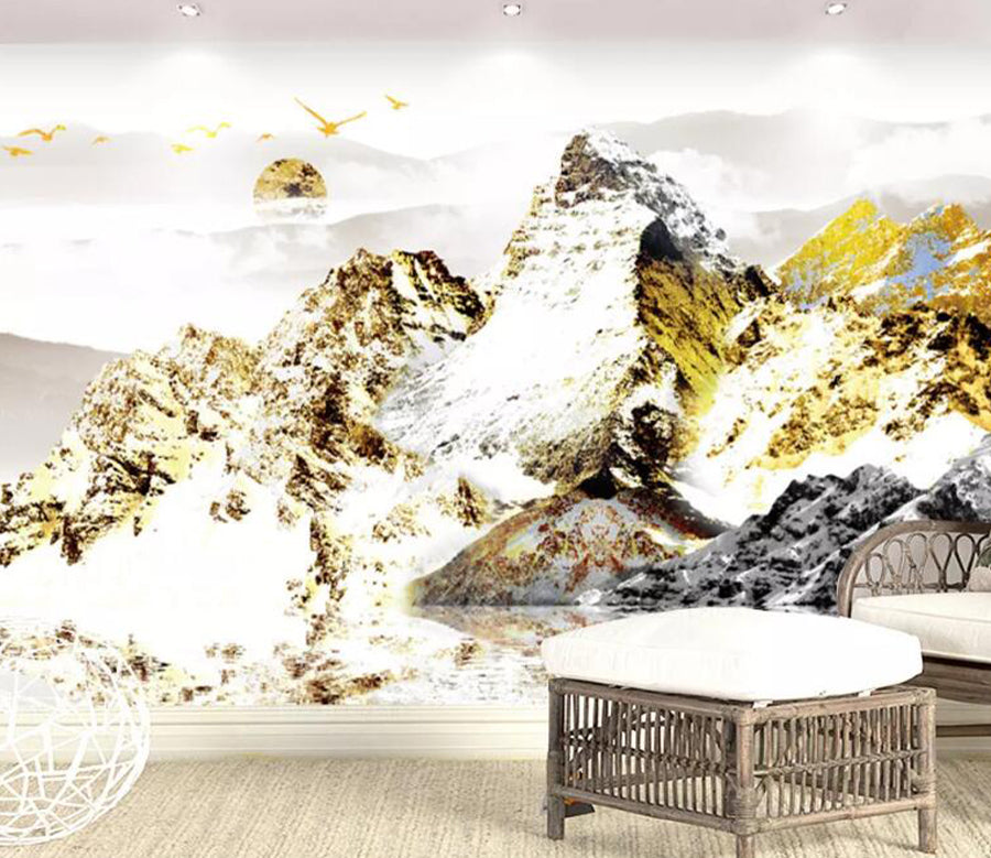 3D Gold Mountain WC1688 Wall Murals