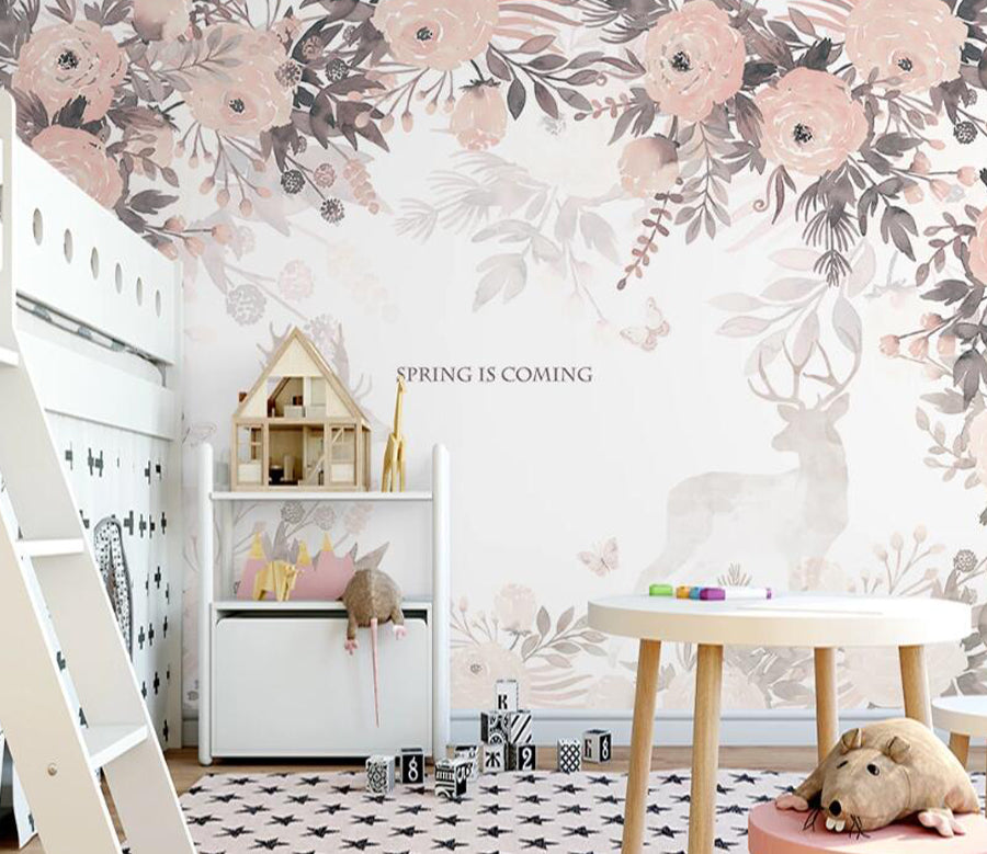 3D Pink Rose Cherry WC2258 Wall Murals