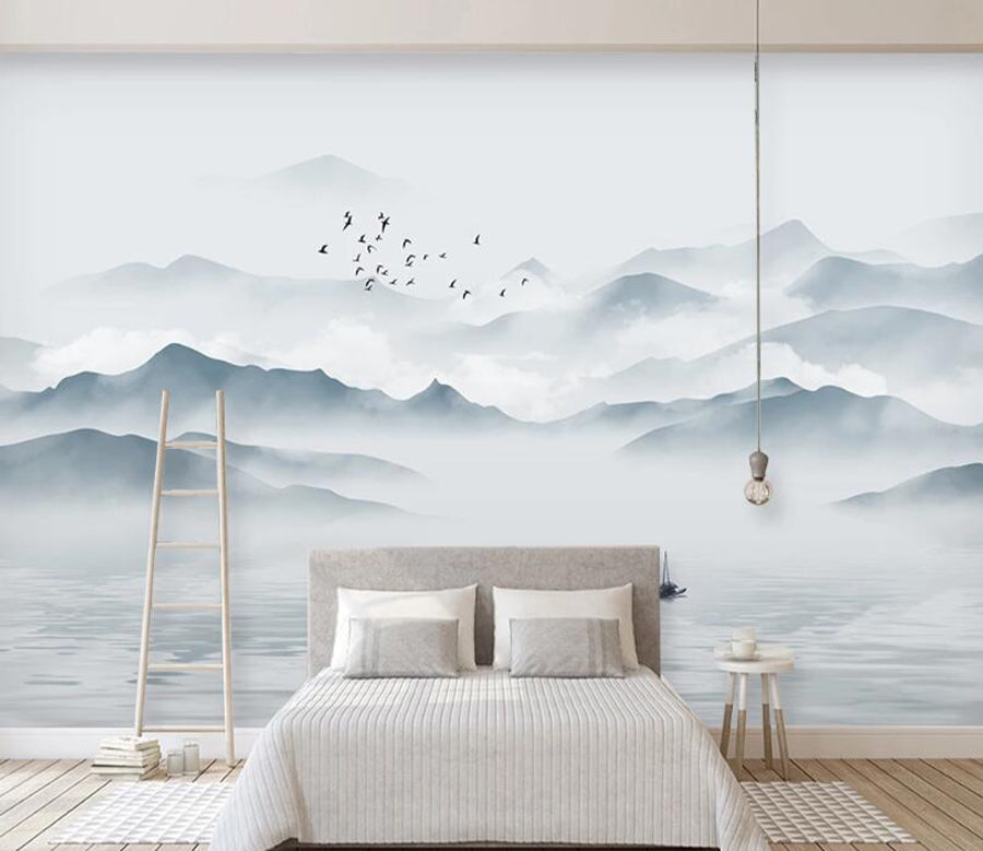 3D Hillside Lake WC2331 Wall Murals