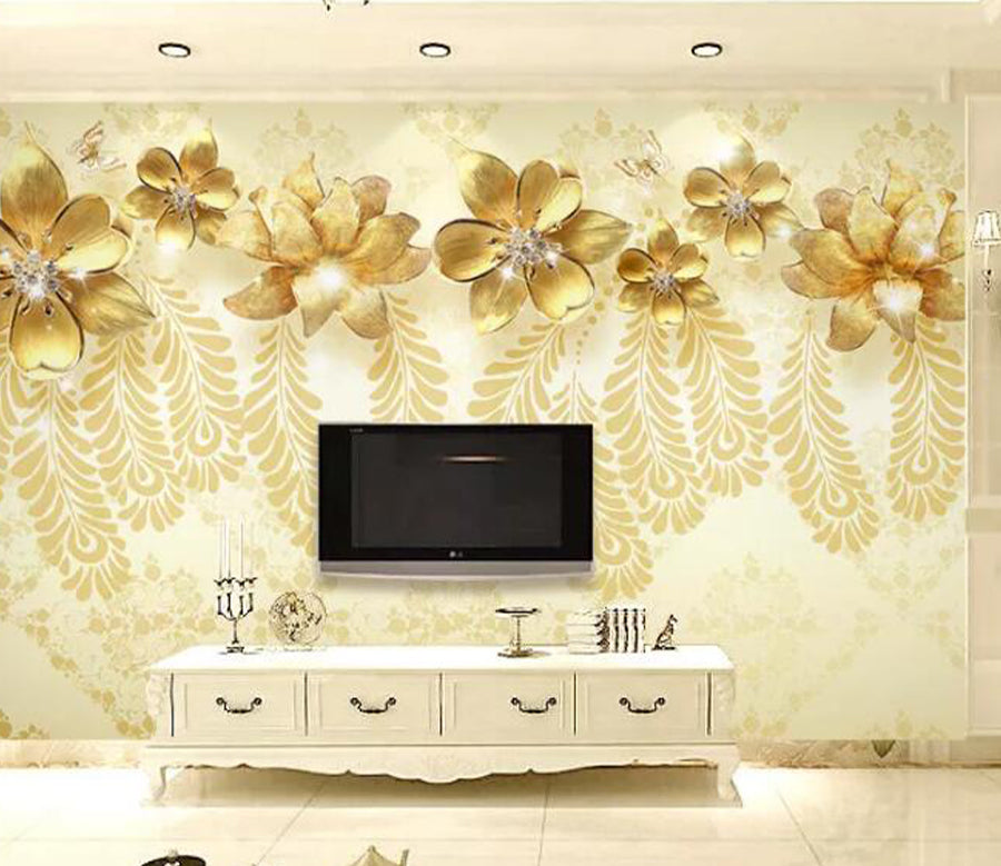 3D Metal Flower WG618 Wall Murals