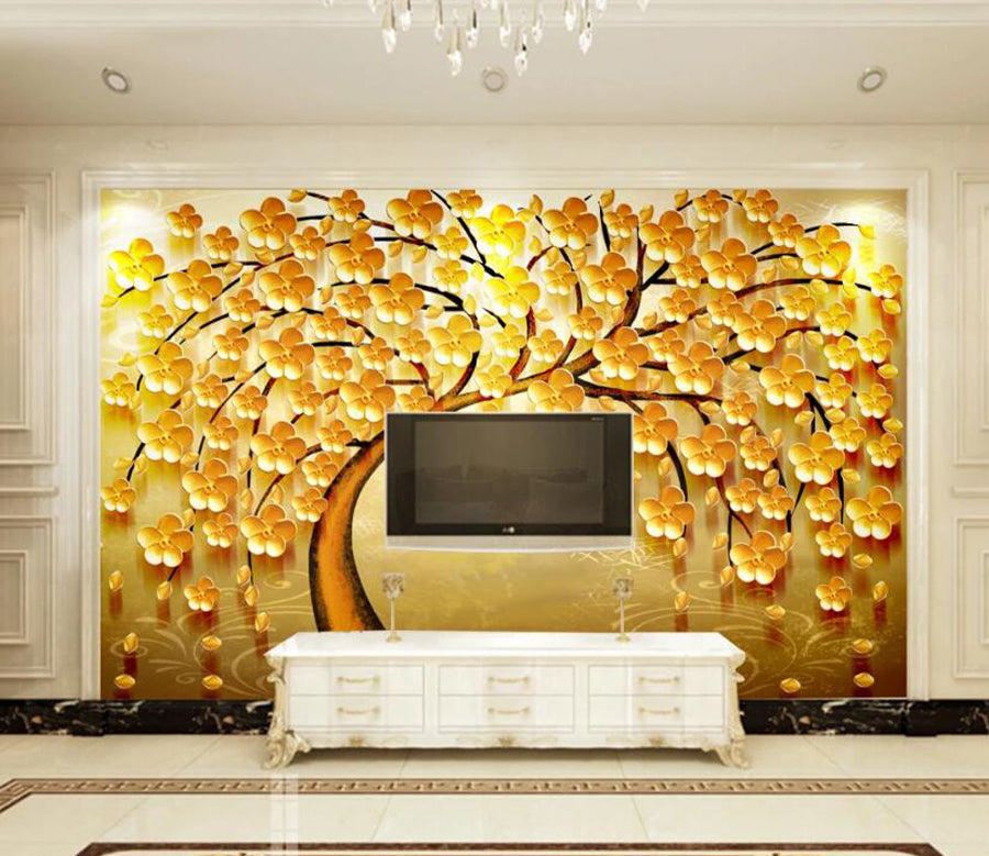 3D Golden Tree WC1625 Wall Murals