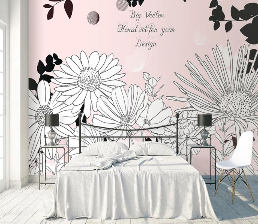 3D Sketch Sunflower WC2442 Wall Murals