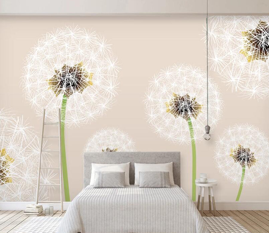 3D White Dandelion WC1992 Wall Murals