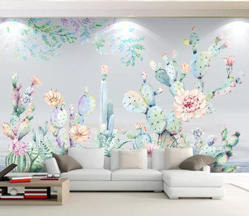 3D Leaf Cactus WC2333 Wall Murals