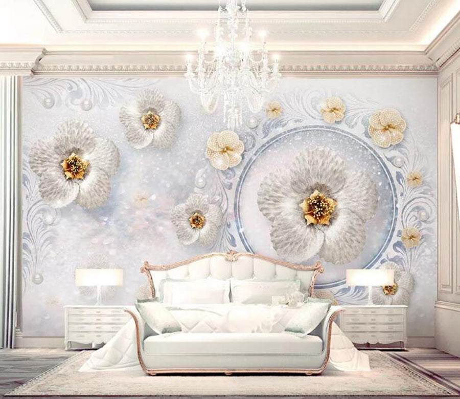 3D Bead Flower WG604 Wall Murals