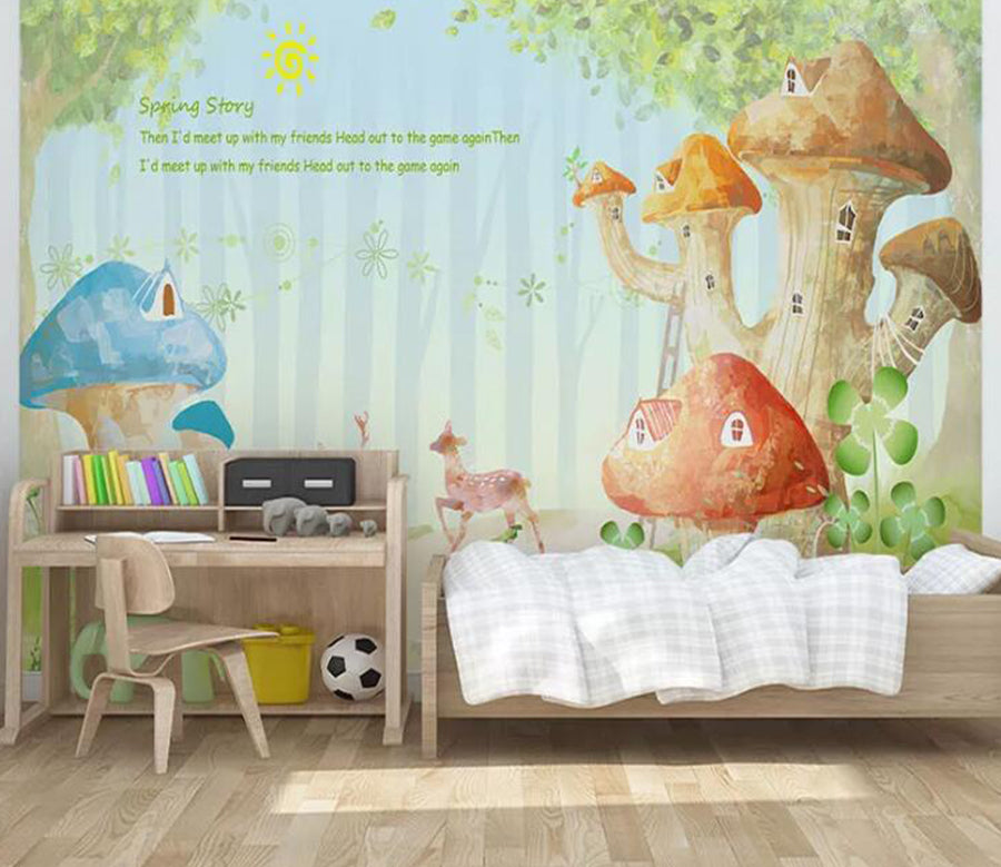 3D Mushroom House WC1580 Wall Murals