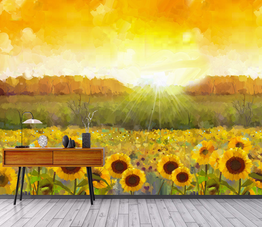 3D Sun Sunflower WG395 Wall Murals