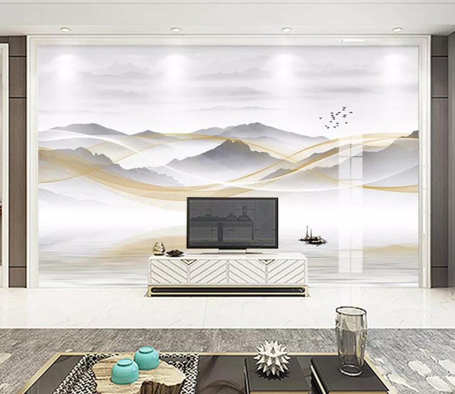 3D Mountain Pattern WC1585 Wall Murals