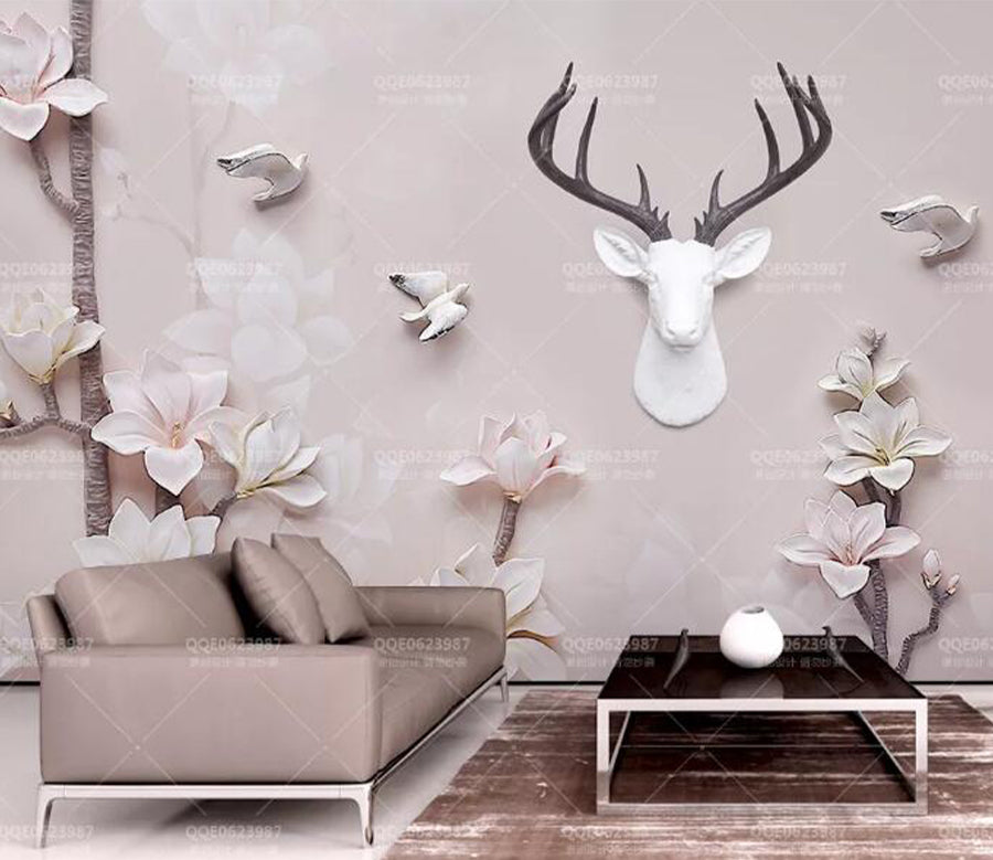 3D Pigeon Flower WG698 Wall Murals