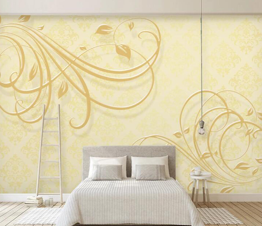 3D Golden Leaves WC1409 Wall Murals