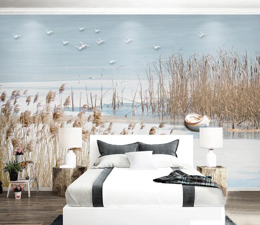 3D Reed Boat WC1663 Wall Murals