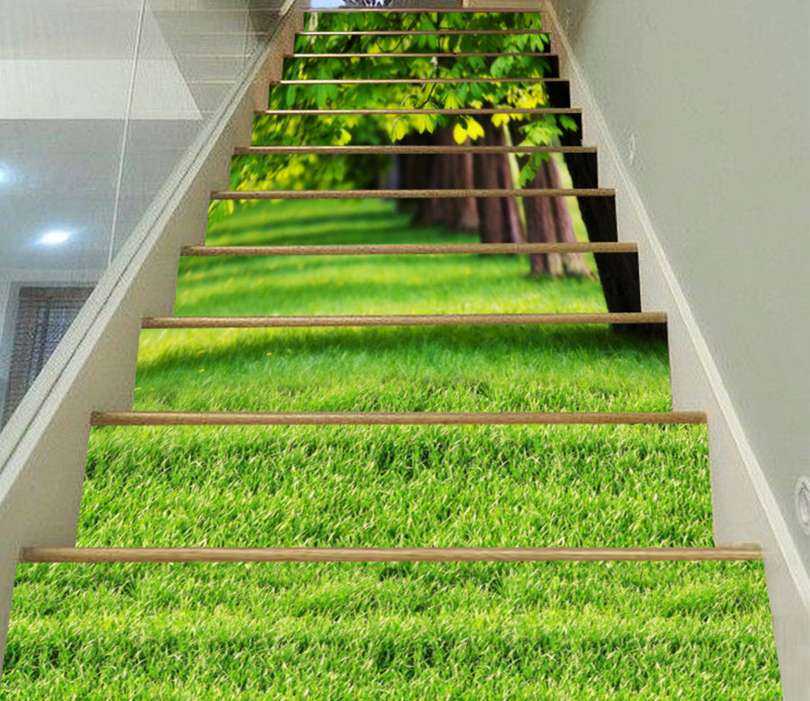 3D Clean Green Lawn 167 Stair Risers