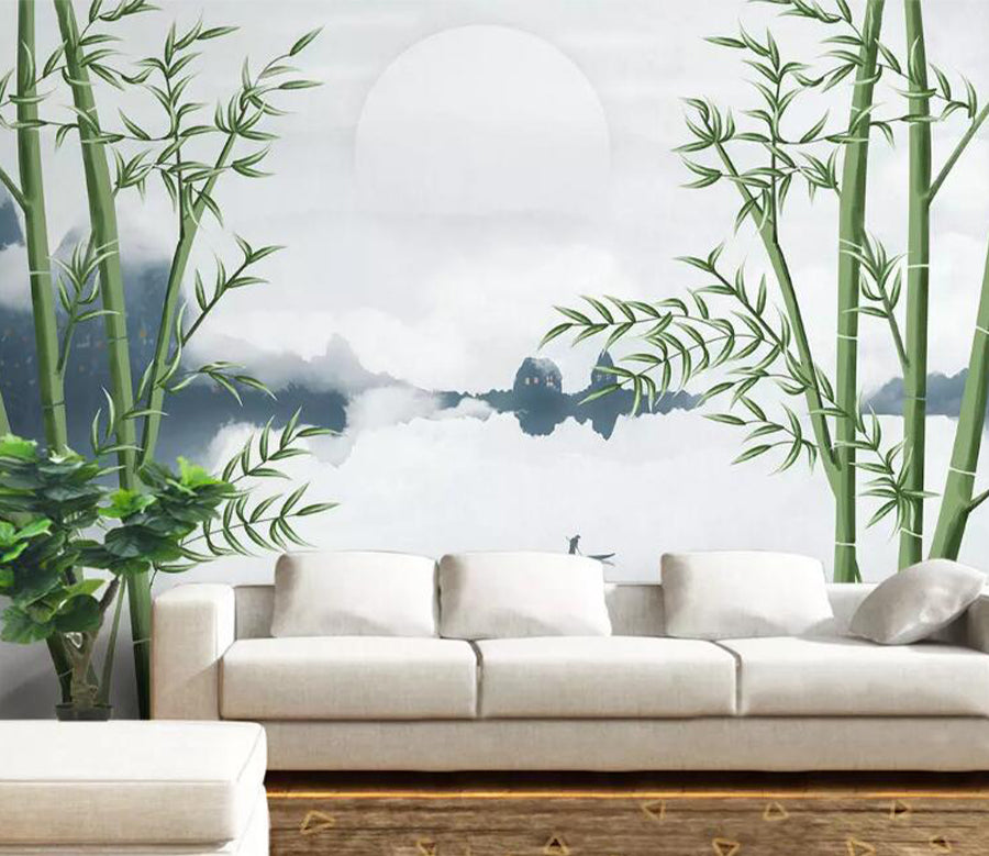 3D Moon Bamboo WG1124 Wall Murals