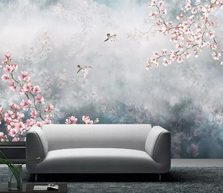 3D Fog Plum Bird WG856 Wall Murals