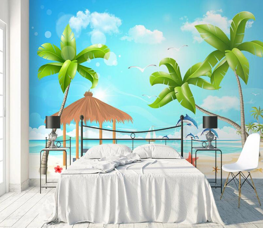 3D Beach Tree WC1911 Wall Murals