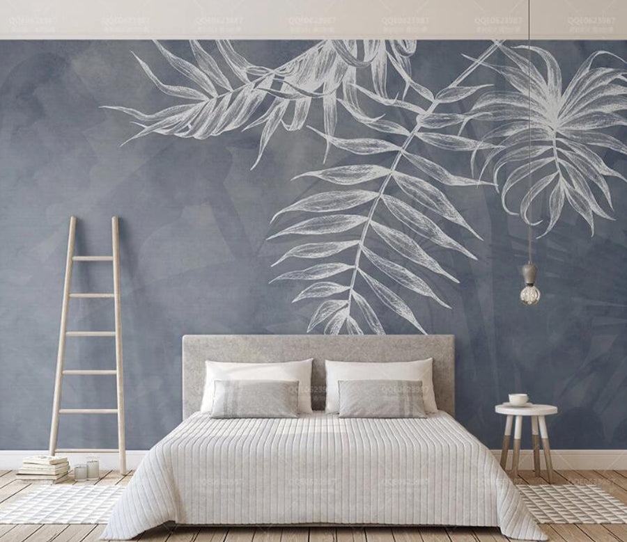 3D Chalk Leaves WC1723 Wall Murals