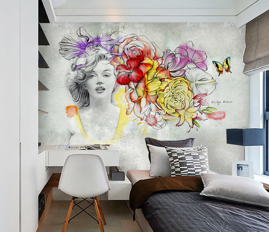 3D Girl Butterfly WG370 Wall Murals