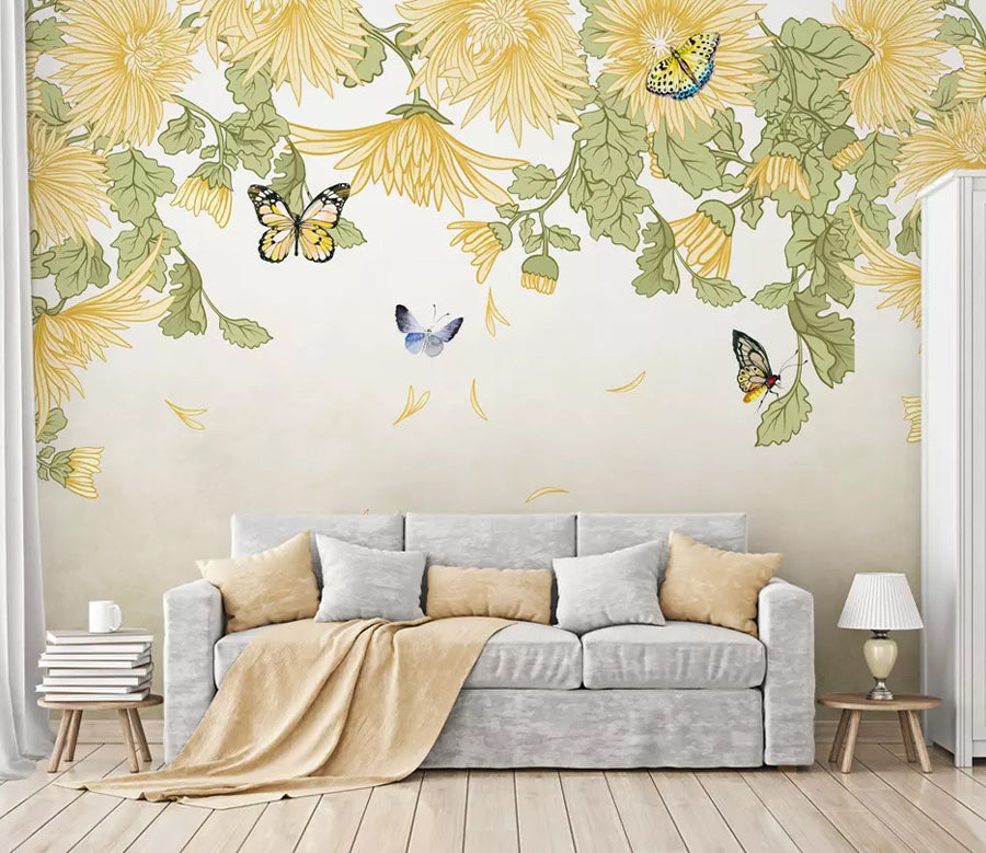 3D Butterfly Daisy WG1263 Wall Murals