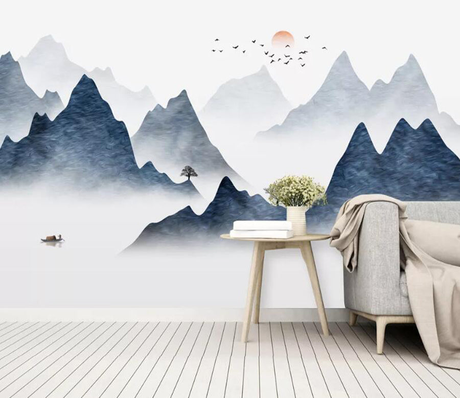 3D Mountain Tree WC2668 Wall Murals