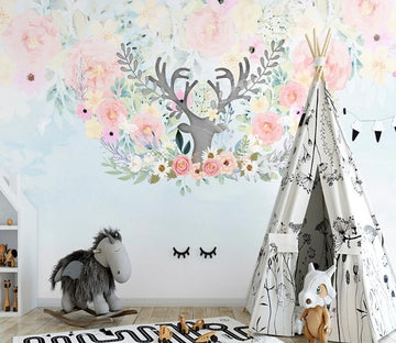 3D Antler Flower WC2636 Wall Murals