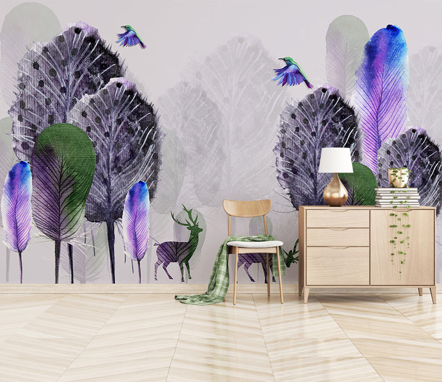 3D Purple Tree WG307 Wall Murals