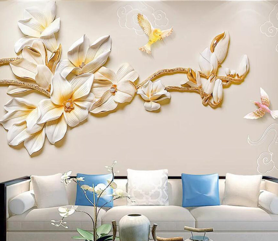 3D Embossed Lily WC1556 Wall Murals