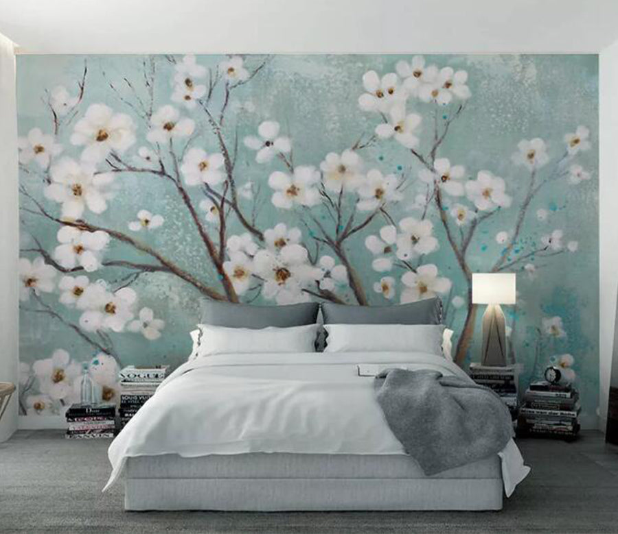 3D White Plum WG672 Wall Murals