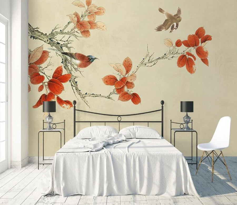 3D Maple Leaf Bird WC1791 Wall Murals