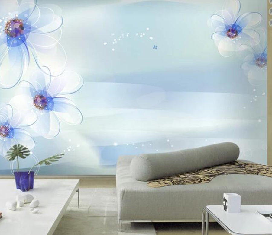 3D White Flower WC1288 Wall Murals