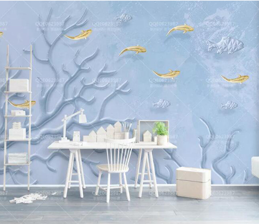 3D Embossed Fish WG701 Wall Murals