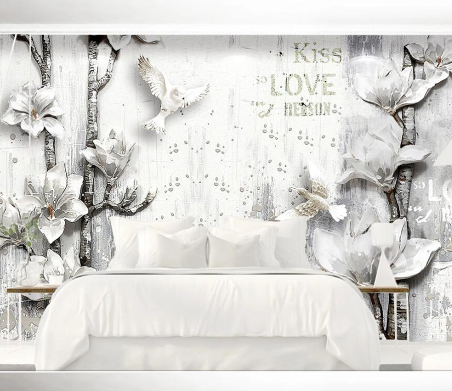 3D Pigeon Flower WC1494 Wall Murals