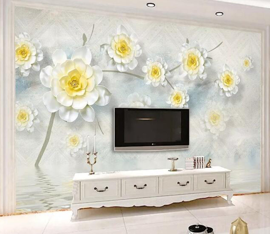 3D White Lotus WG512 Wall Murals