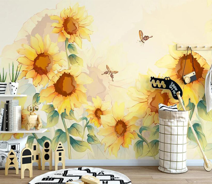 3D Sunflower Doodle WG937 Wall Murals