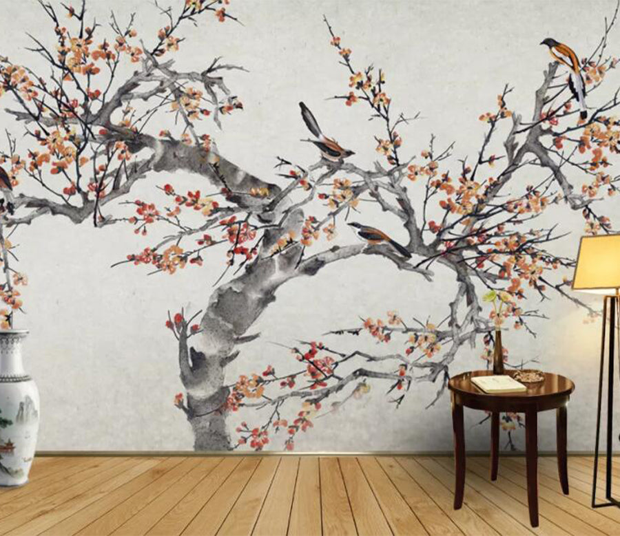 3D Plum Bird WG605 Wall Murals