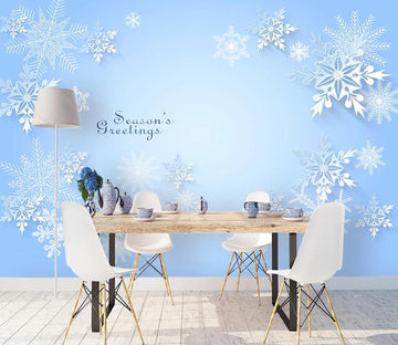 3D White Snowflake WC1950 Wall Murals