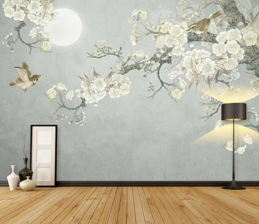 3D Moon Magpie WC1697 Wall Murals