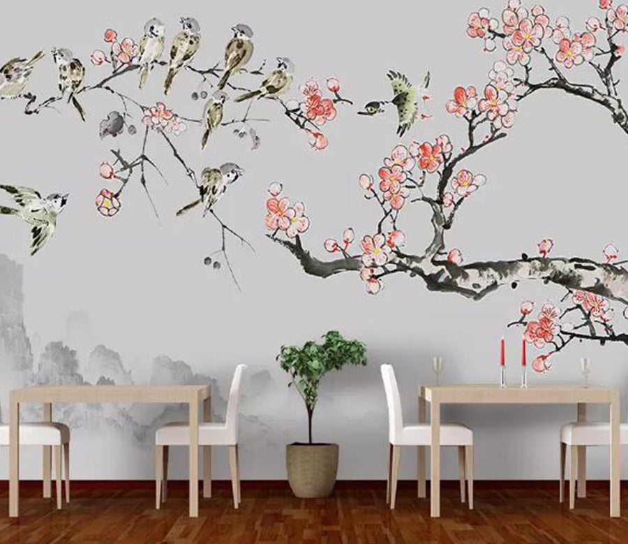 3D Red Plum Bird WG636 Wall Murals