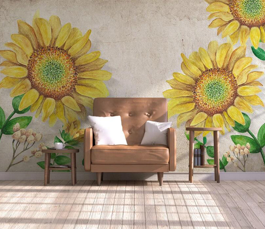 3D Sunflower Flower WC1702 Wall Murals