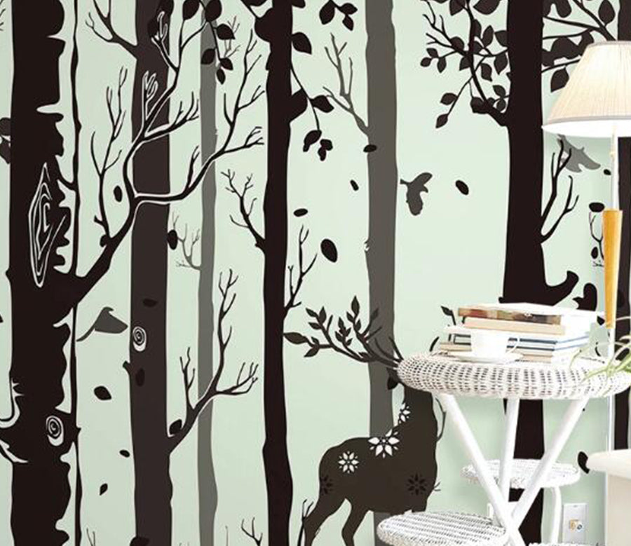 3D Big Tree Fawn WC1467 Wall Murals